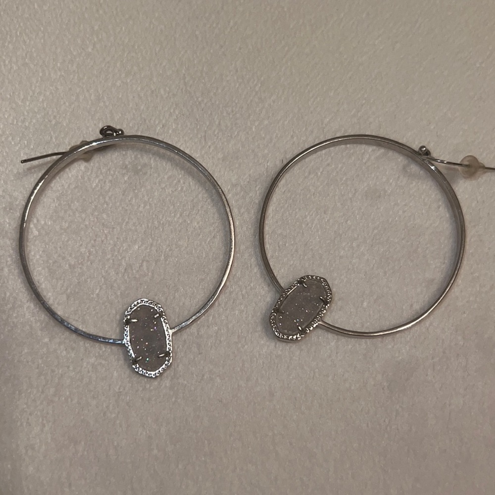 Kendra Scott Elora Silver Iridescent Drusy Earrings